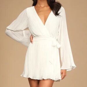 Lulus Embrace Your Beauty Pleated Long Sleeve Skirt Romper Sz XS